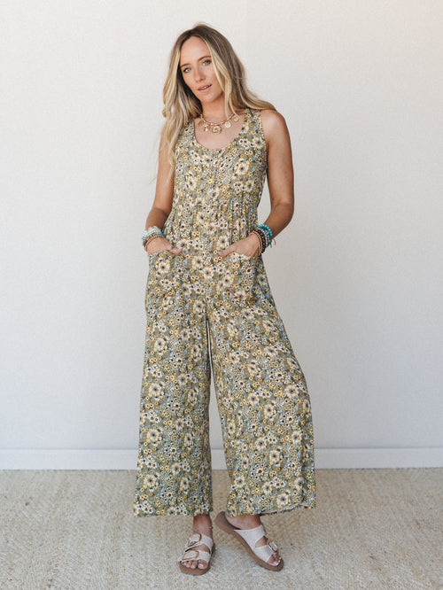 Daisy Coast Jumpsuit - Olive