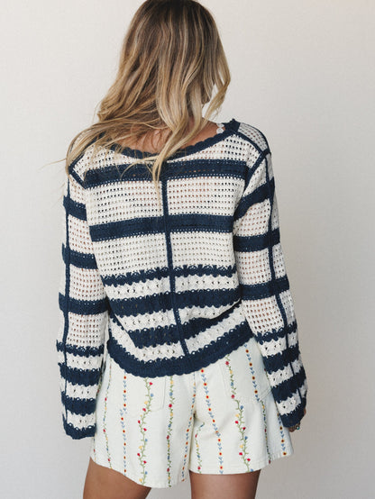 Cottage Garden Cardigan - Navy Multi