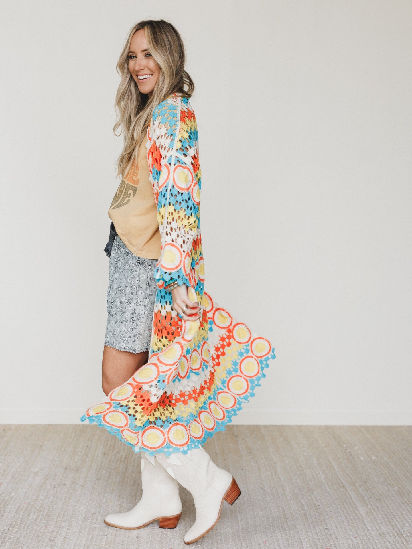 Dream Side Cardigan - Orange Multi
