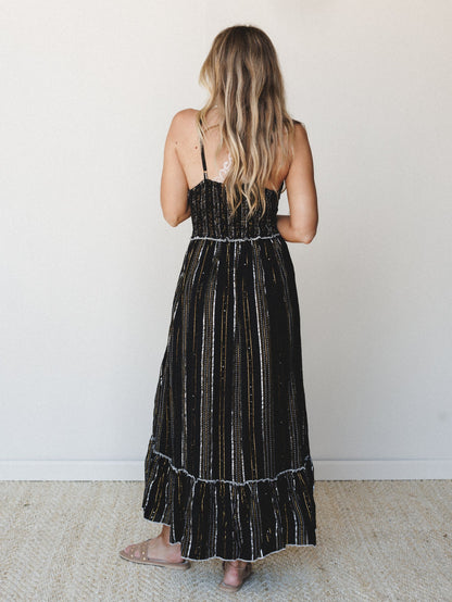 Dew Drops Maxi Dress - Black Multi
