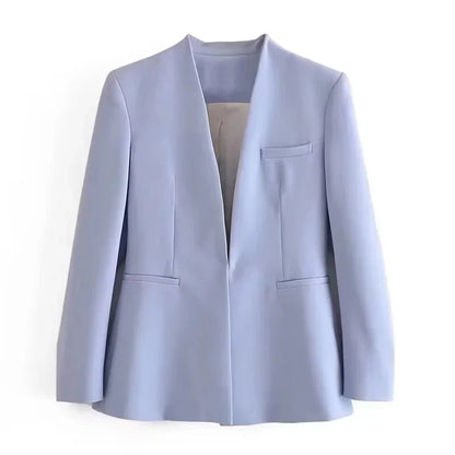 KONDALA Office Lady Beige Women Suits Long Sleeve V Neck Oversized Blazer+High Waist Wide Leg Pants Fashion 2025 Vintage Sets