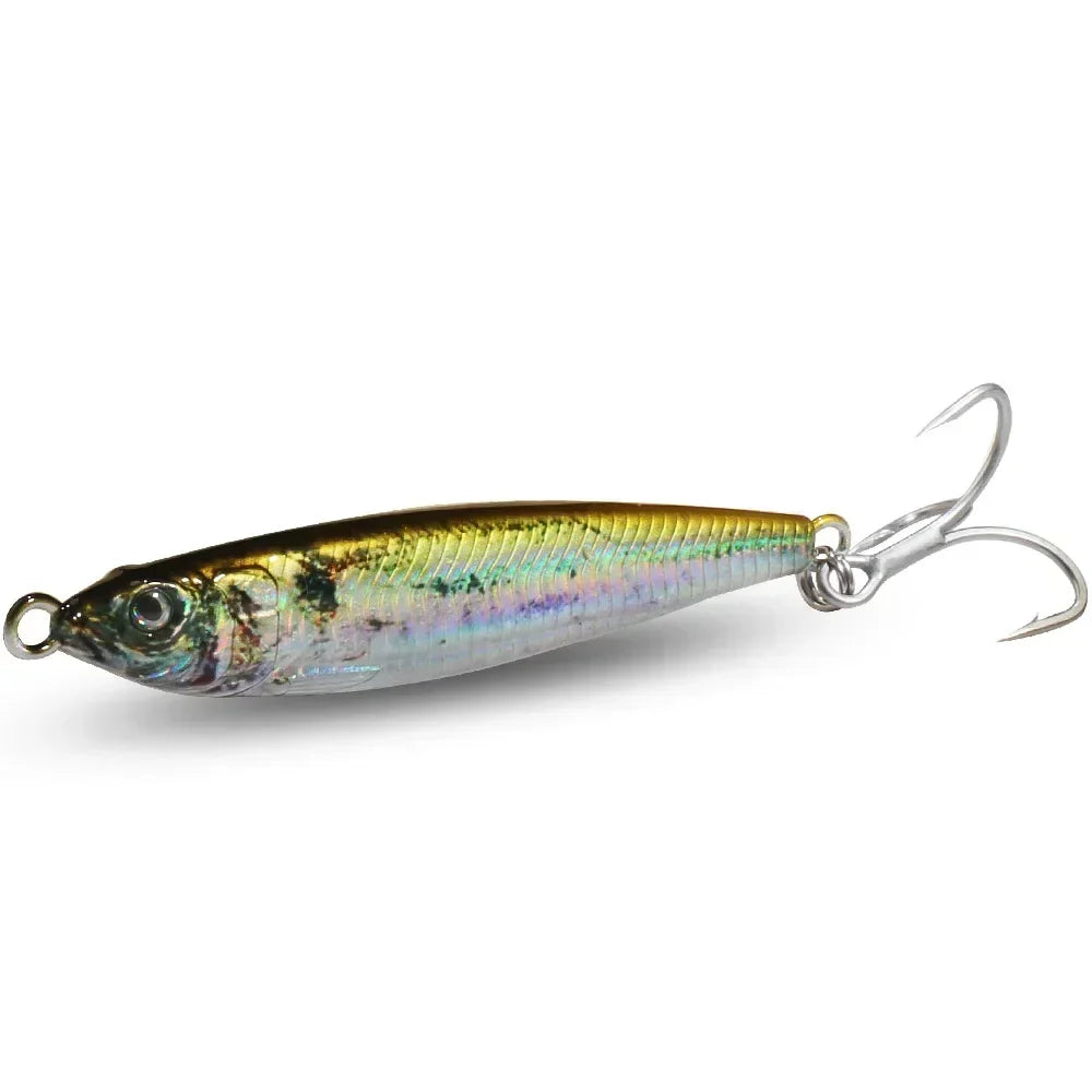 Metal Jig Bait 20g 30g 40g Spinner Sinking 3D Eye Color Laser Spinning Gear Luring Cast Fishing Tackle Blade Hook Pesca VIB Lure