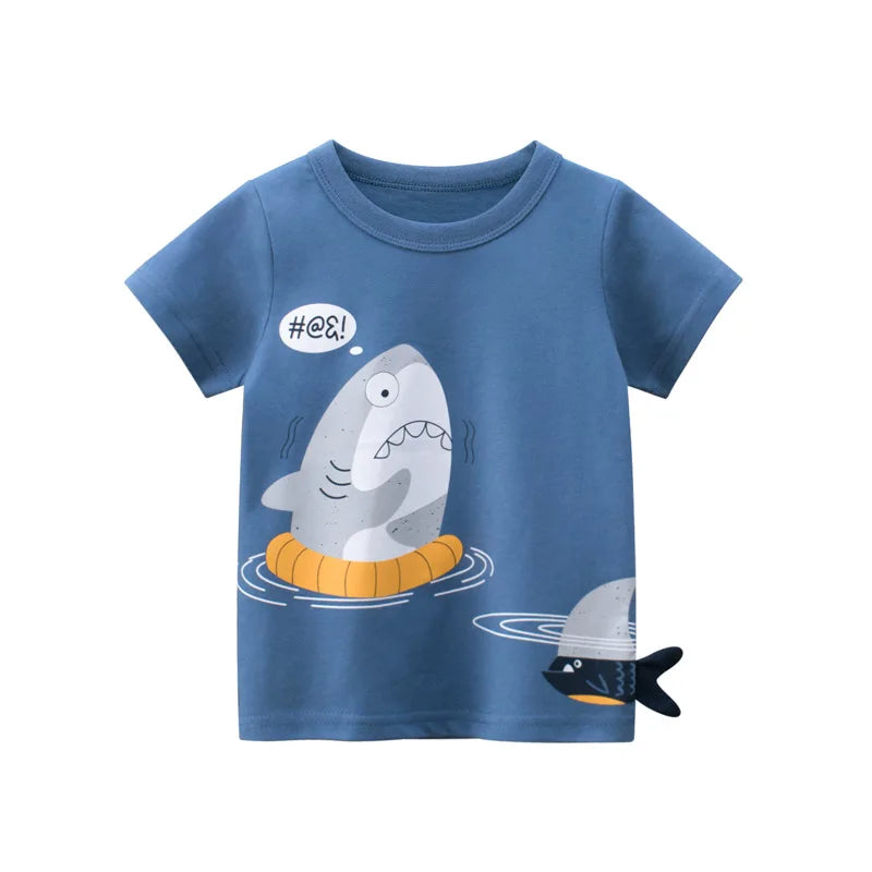 OLEKID 2025 Summer Children Boys Clothing Printed Cartoon Boys T-Shirts 2-8 Years Kids Baby Boy Tops Short Sleeve Toddler Tees