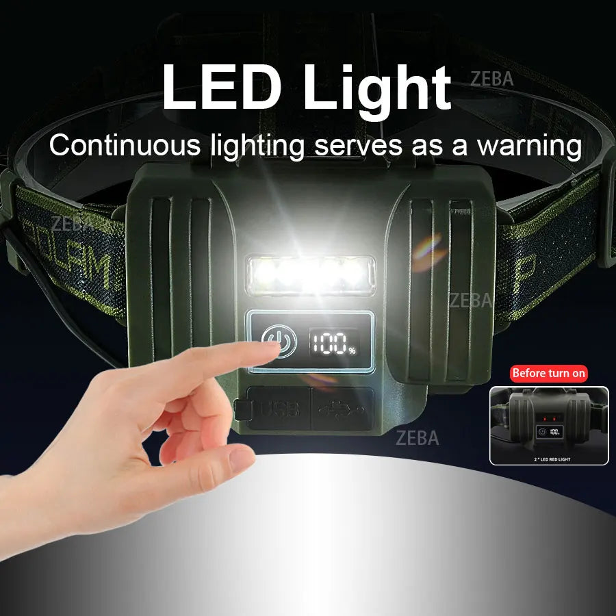 1000000LM Powerful Headlamp 800W Led Sensor Head Flashlight Long Range Headlight 18650 Rechargeable Head Lantern Fishing Camping