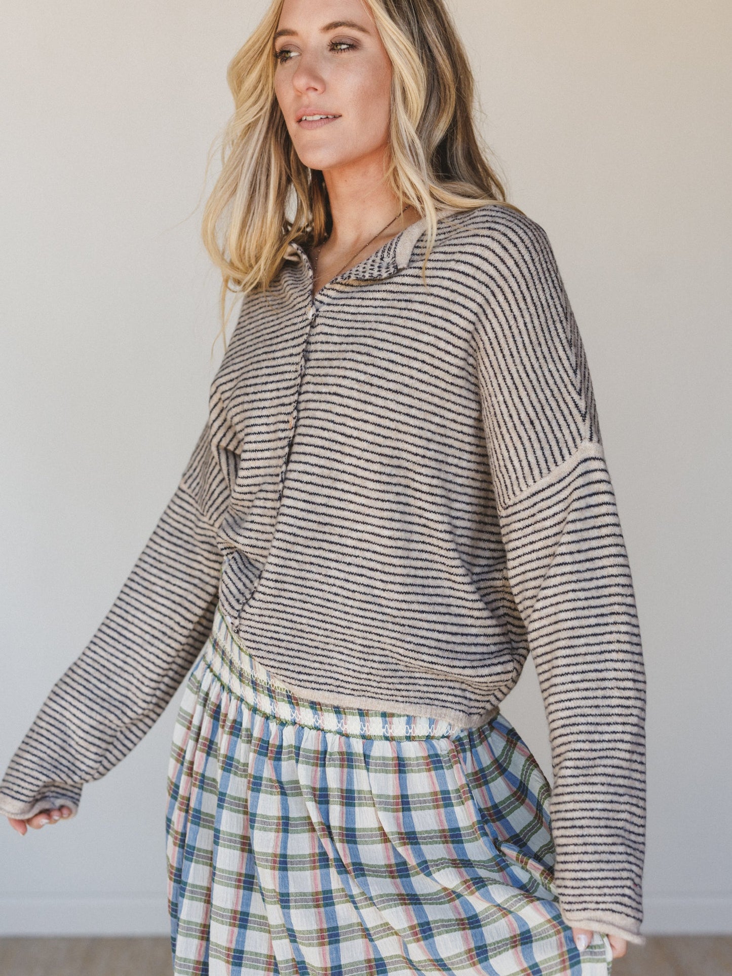 Amara Button Down Cardigan - Natural