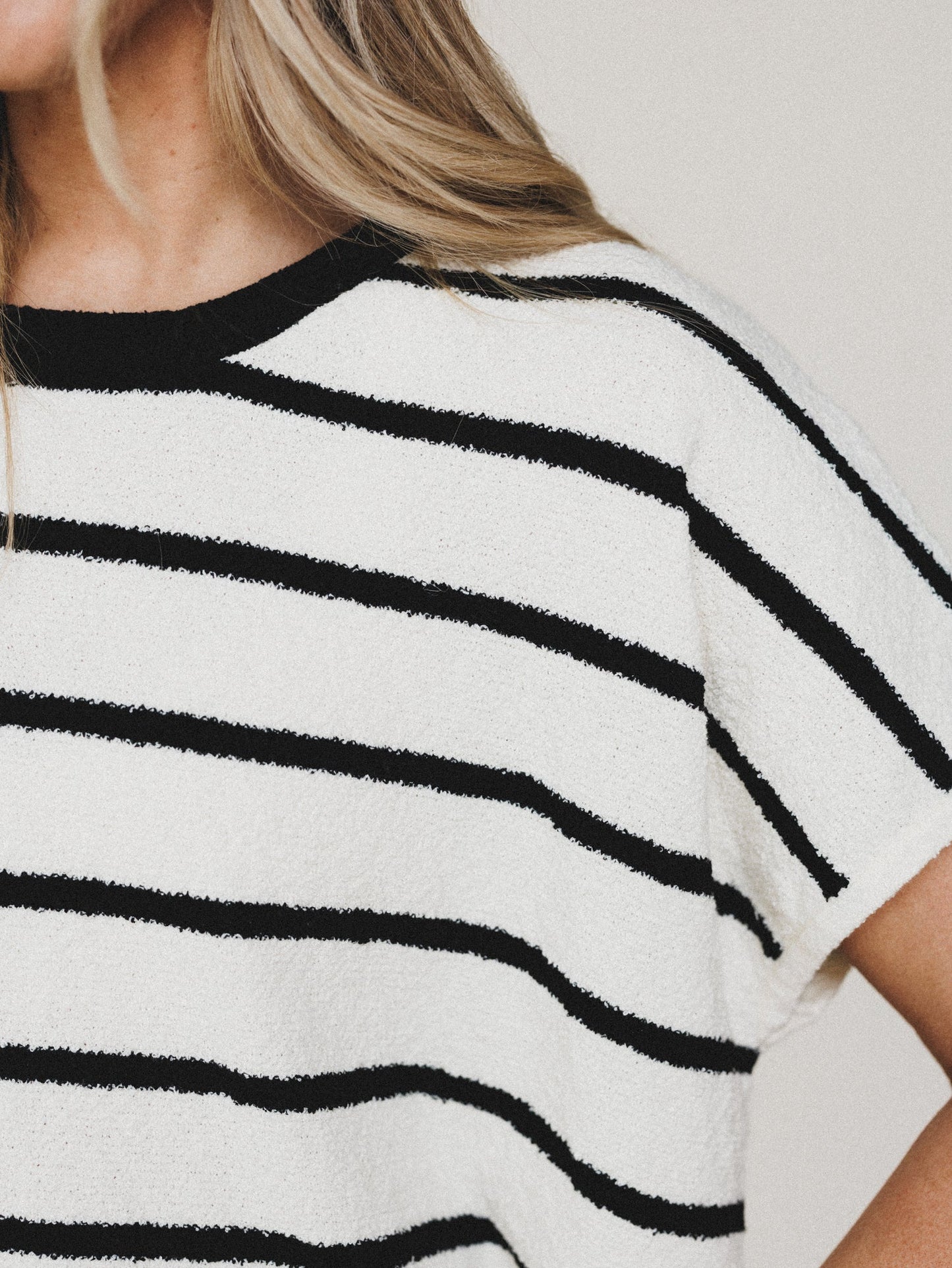 Driftwood Stripe Sweater Top - Black