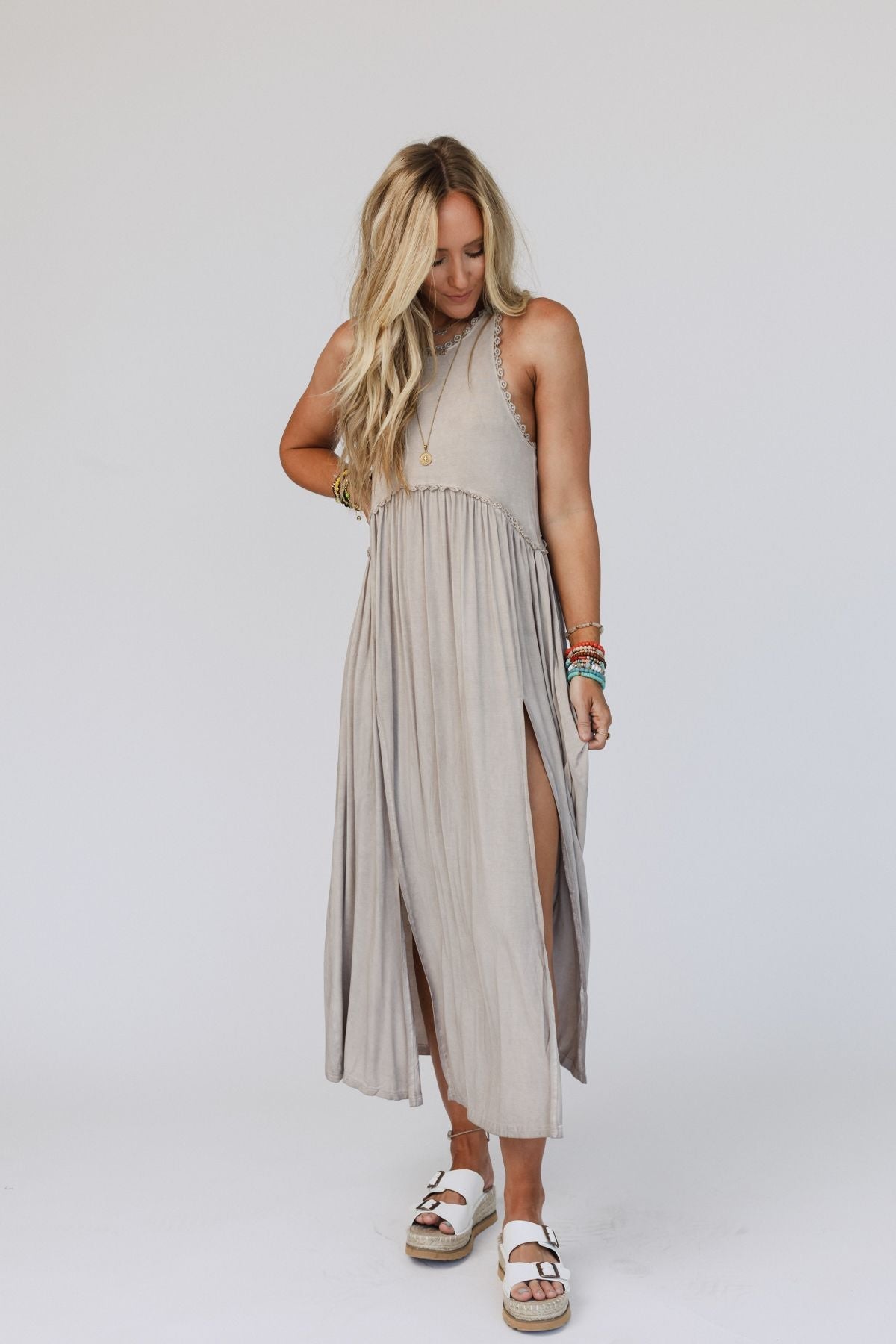 Daisy Chain Maxi Dress - Taupe