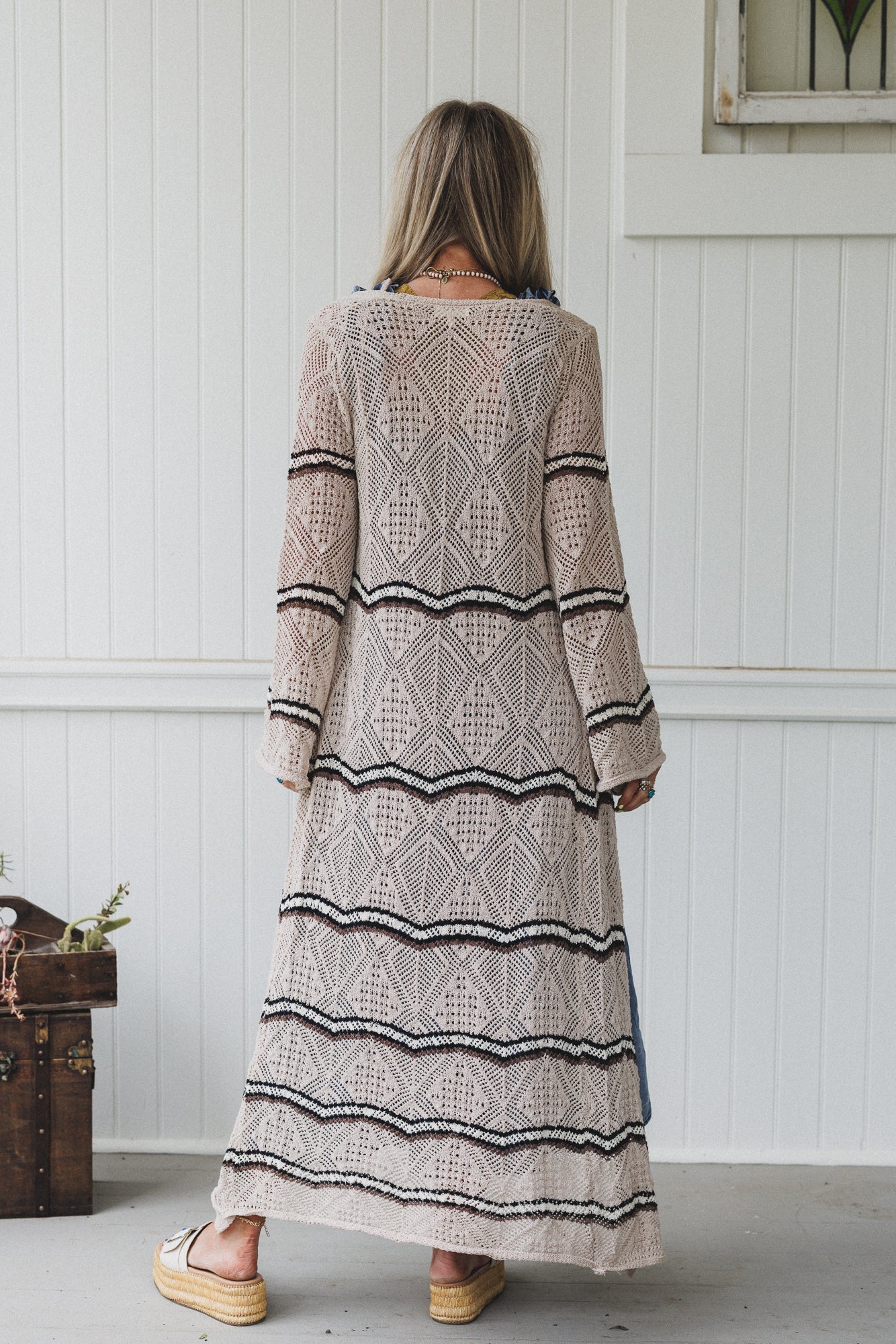 Crochet Breeze Cardigan Duster - Oatmeal