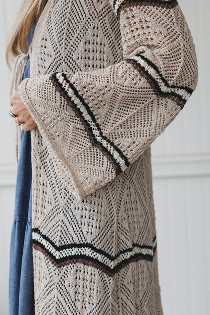 Crochet Breeze Cardigan Duster - Oatmeal