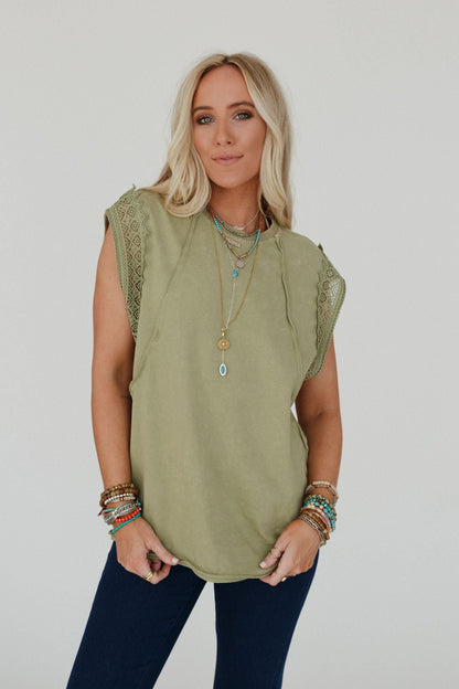Clean Cut Short Sleeve Top - Sage - Pre Order