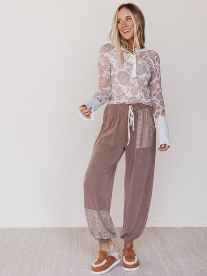 Floral Affection Mesh Long Sleeve Top - Cream