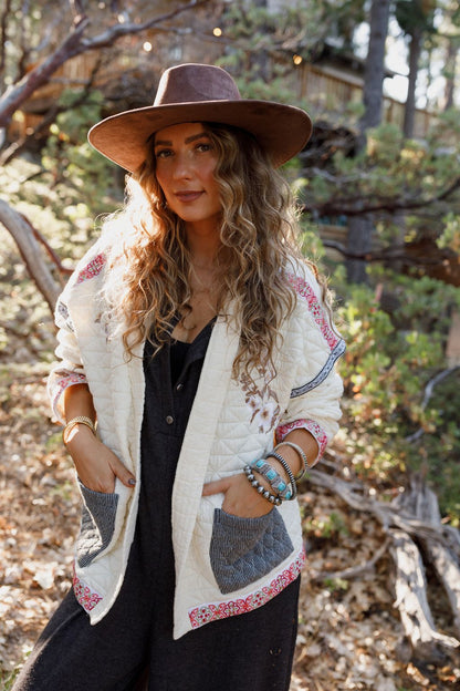 Adeline Embroidered Jacket - Cream