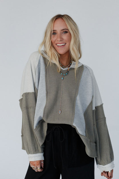 Ashley Color Block Top - Gray - Pre Order