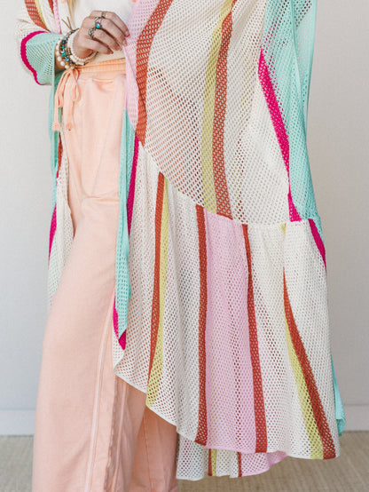 Color Rays Kimono - Cream Multi