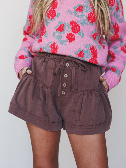 Cute Thrills Shorts - Washed Mocha