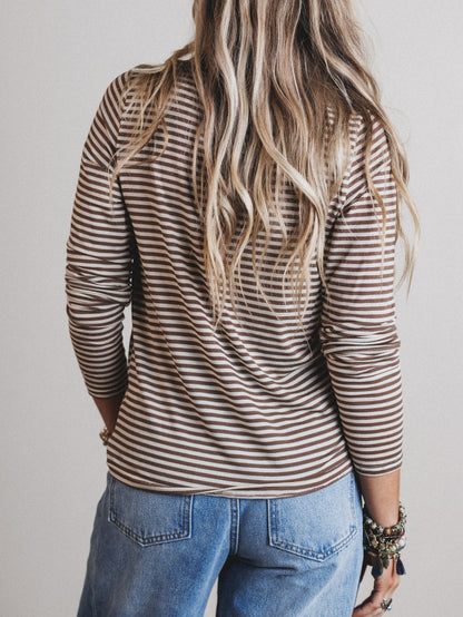 Dream Again Striped Top - Mocha