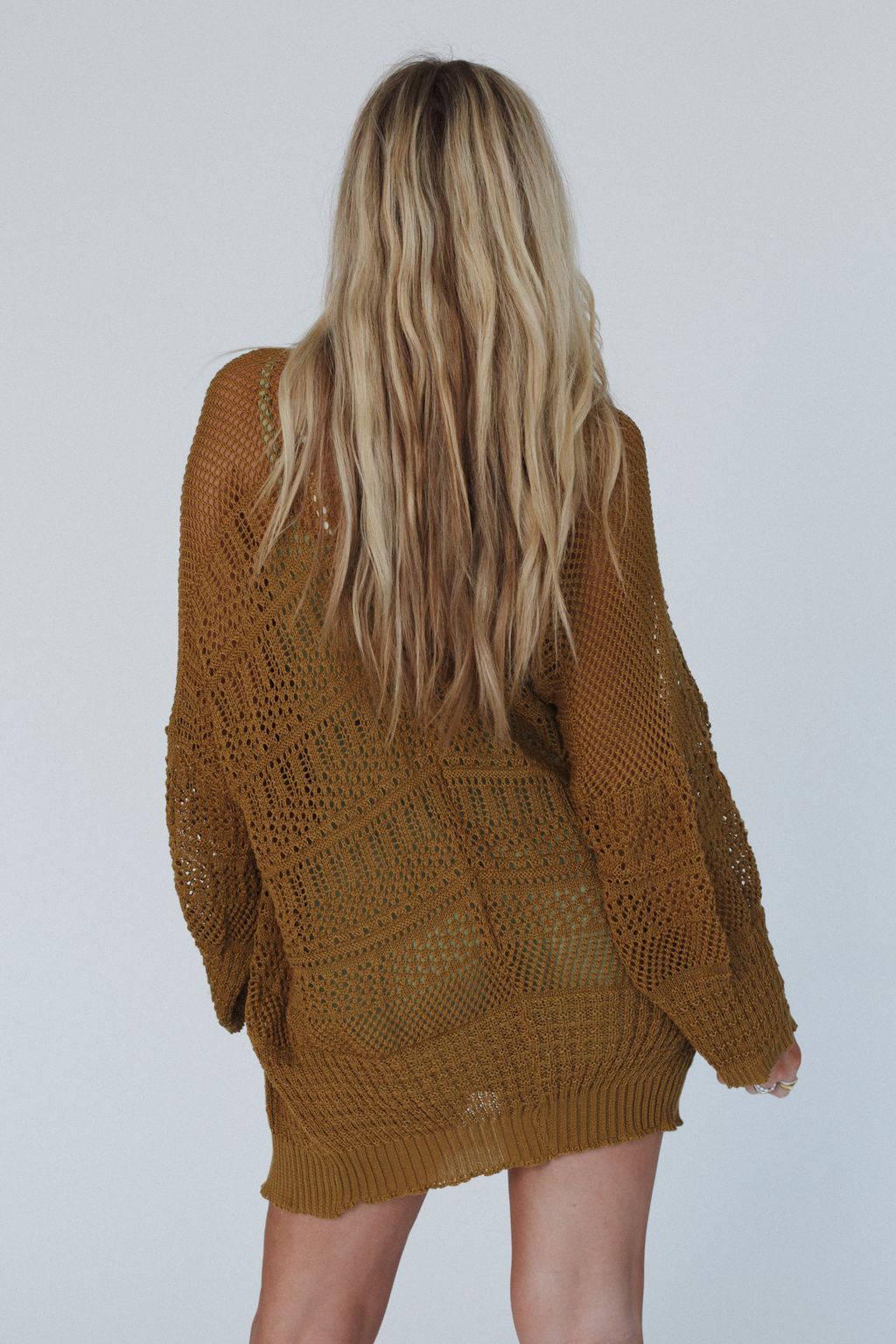 Brenden Knit Netted Cardigan - Brown - Pre Order