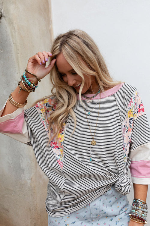 Britt Patchwork Top - Oat - Pre Order