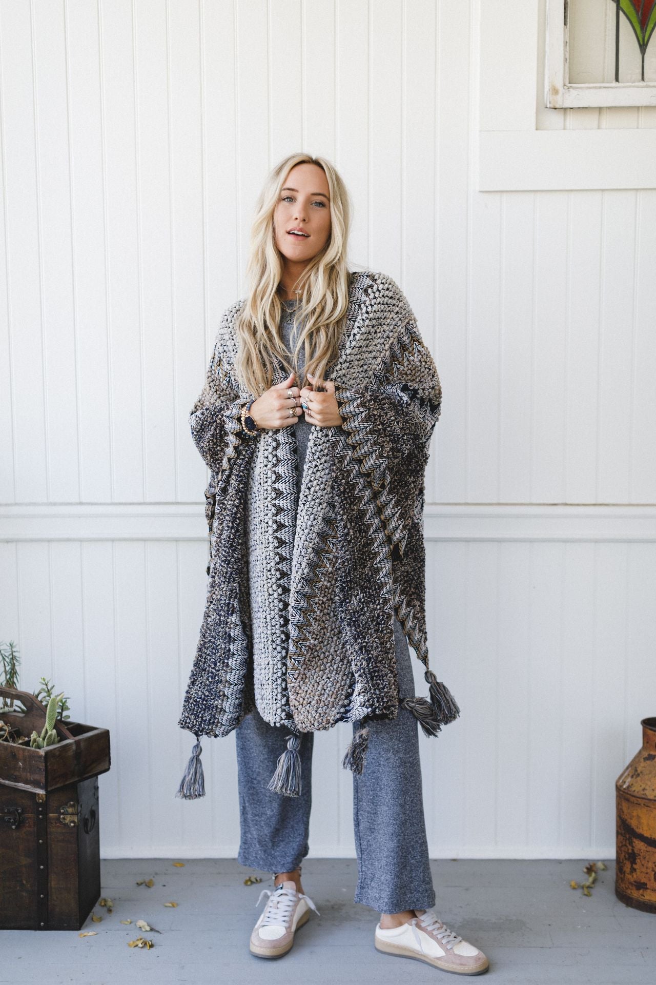 Desert Dreams Crochet Ruana - Khaki