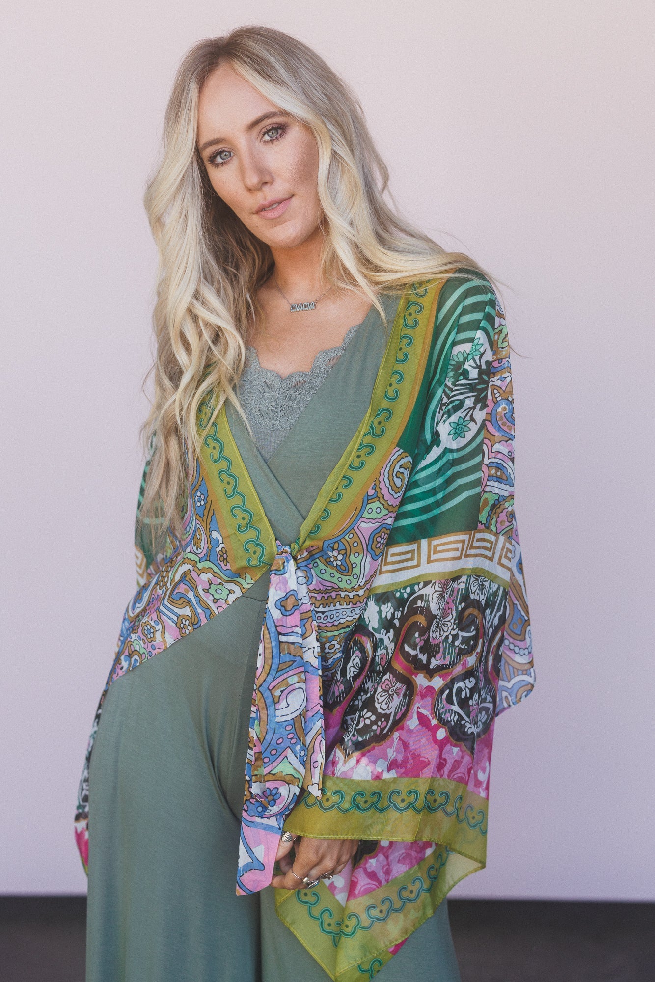 Blooming Mosaic Wrap - Lime