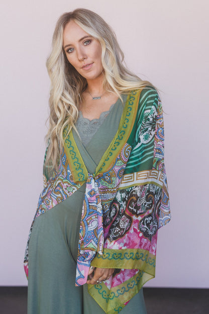 Blooming Mosaic Wrap - Lime