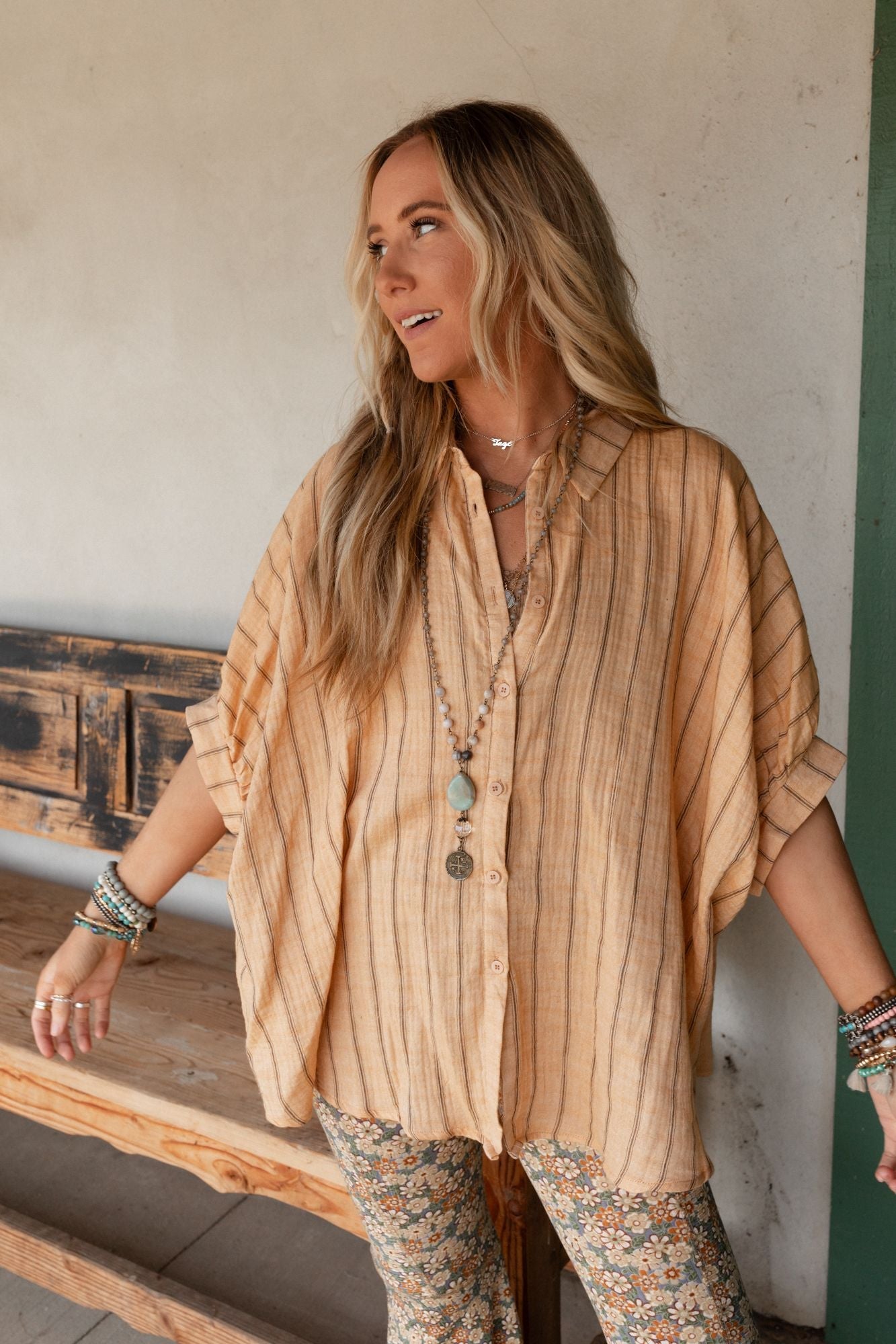 Easy Breeze Striped Top - Melon - Pre Order