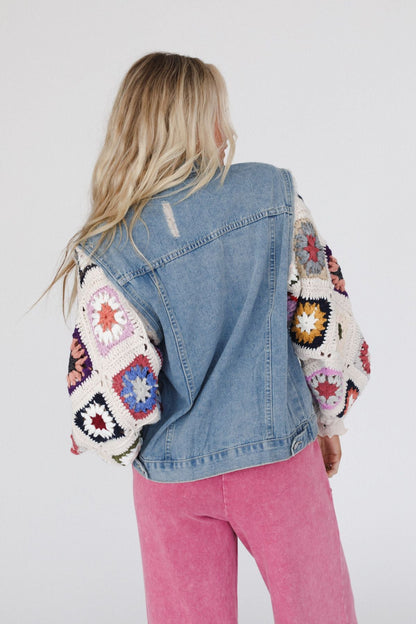 Diamond Blossom Denim Jacket - Beige - Pre Order