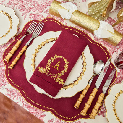 Burgundy & Gold Eloise Linen Placemats (Set of 4)