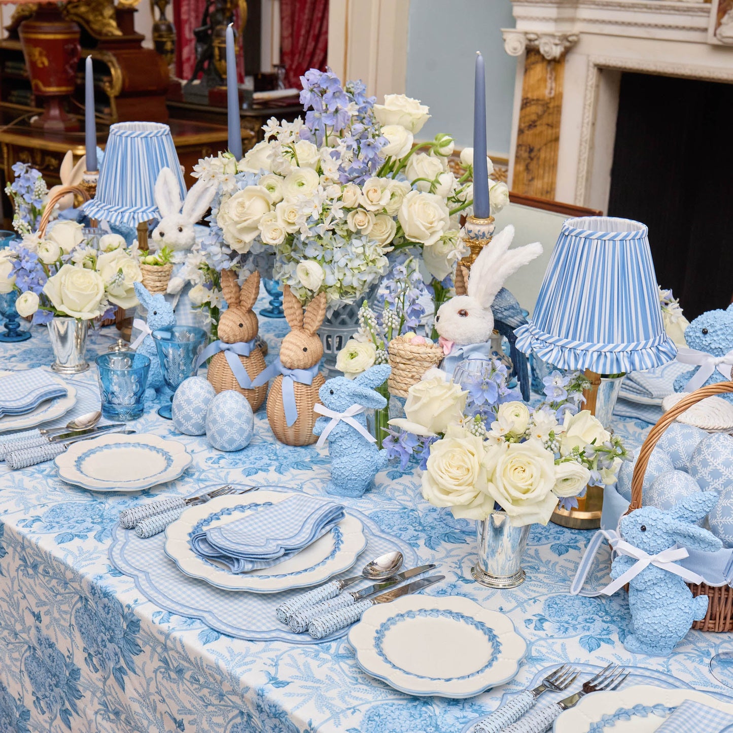 Blue Eloise Gingham Placemats & Napkins (Set of 4)