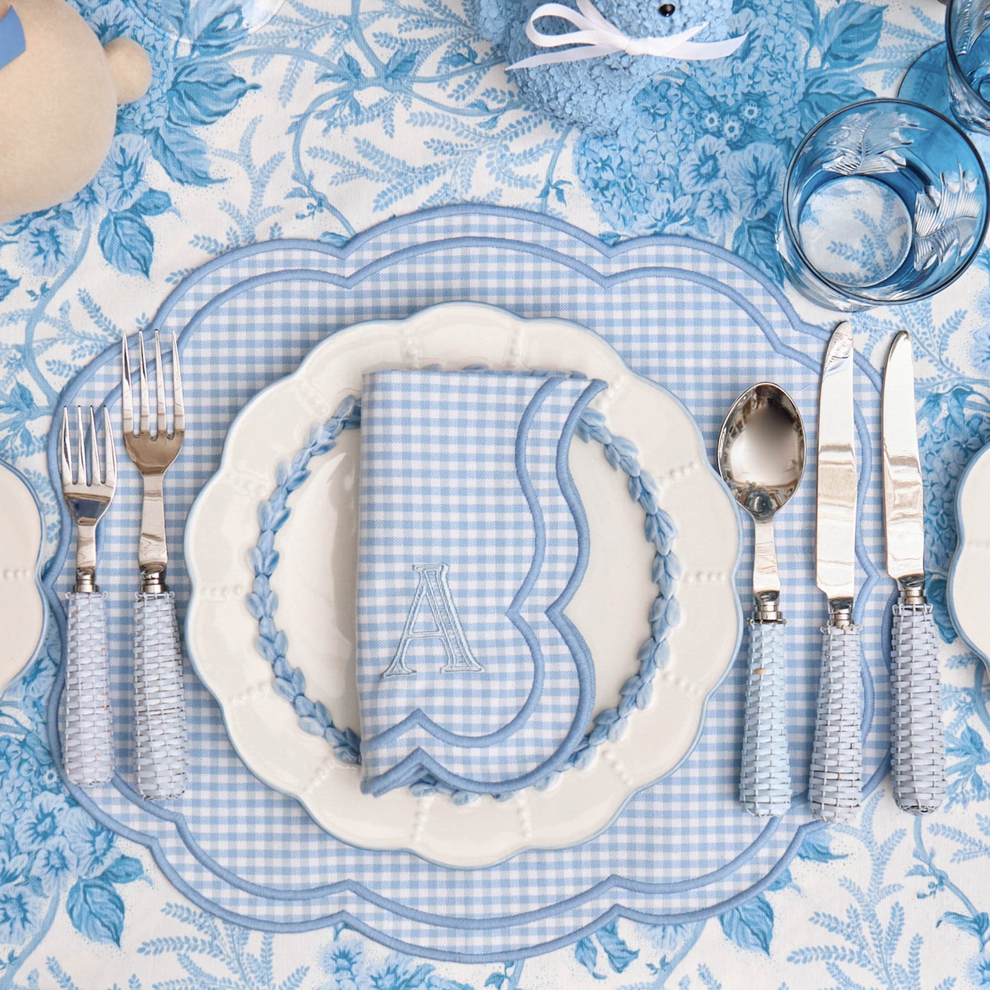 Blue Eloise Gingham Placemats & Napkins (Set of 4)