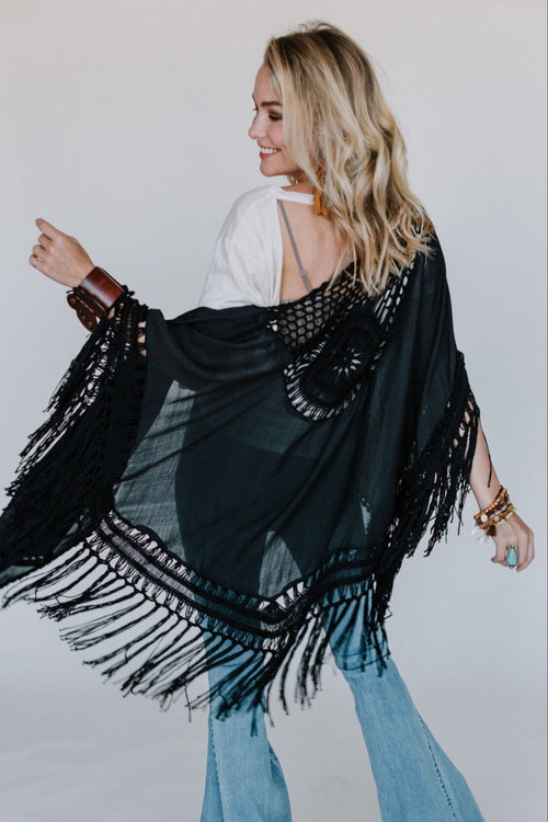 Dreamy Macramé Kimono - Black - Pre Order