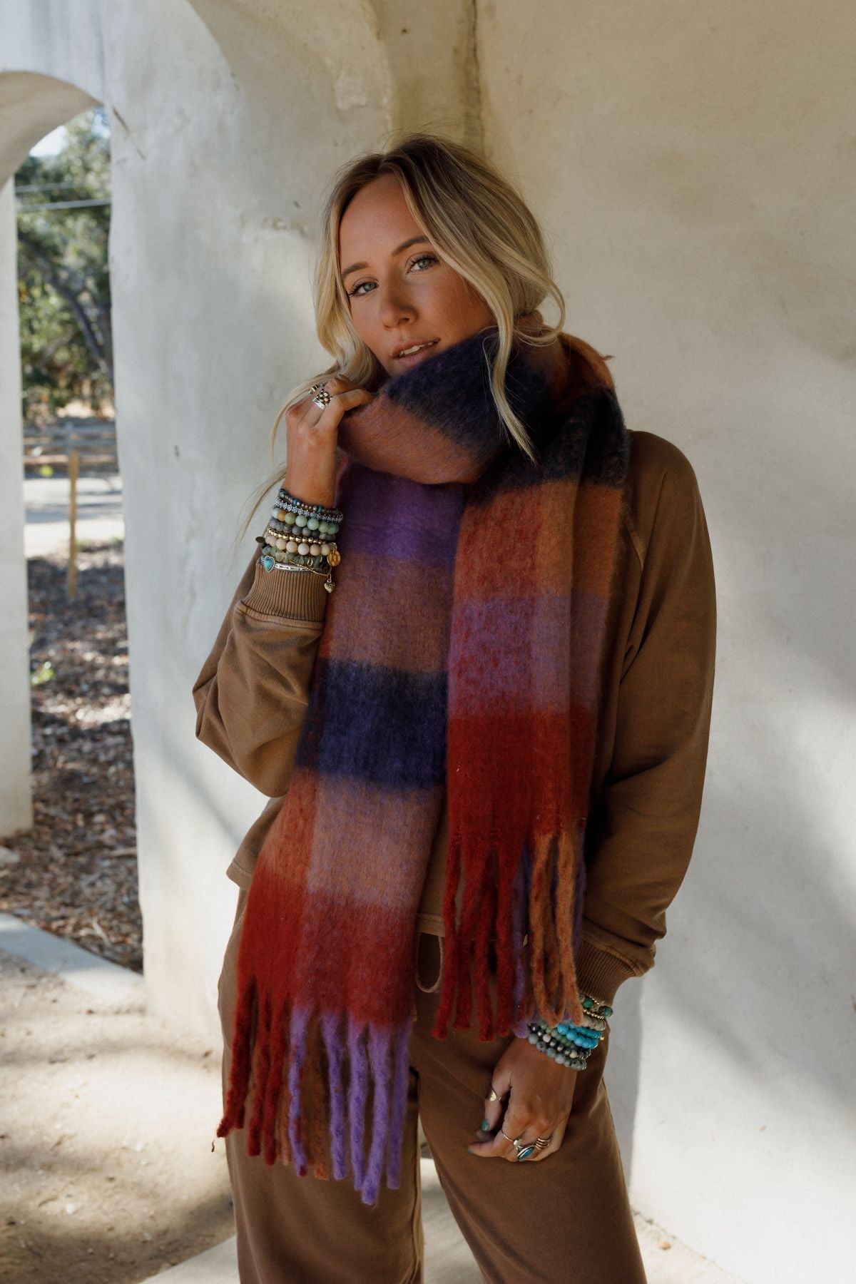 Everest Cozy Plaid Scarf - Red
