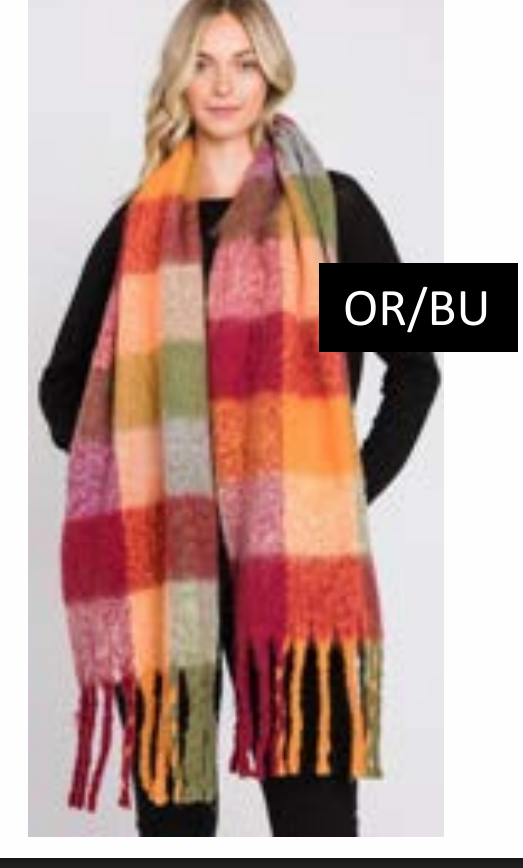 Dreaming In Color Plaid Scarf - Olive Orange