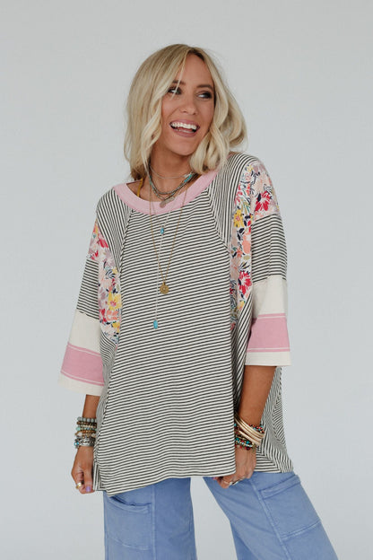 Britt Patchwork Top - Oat