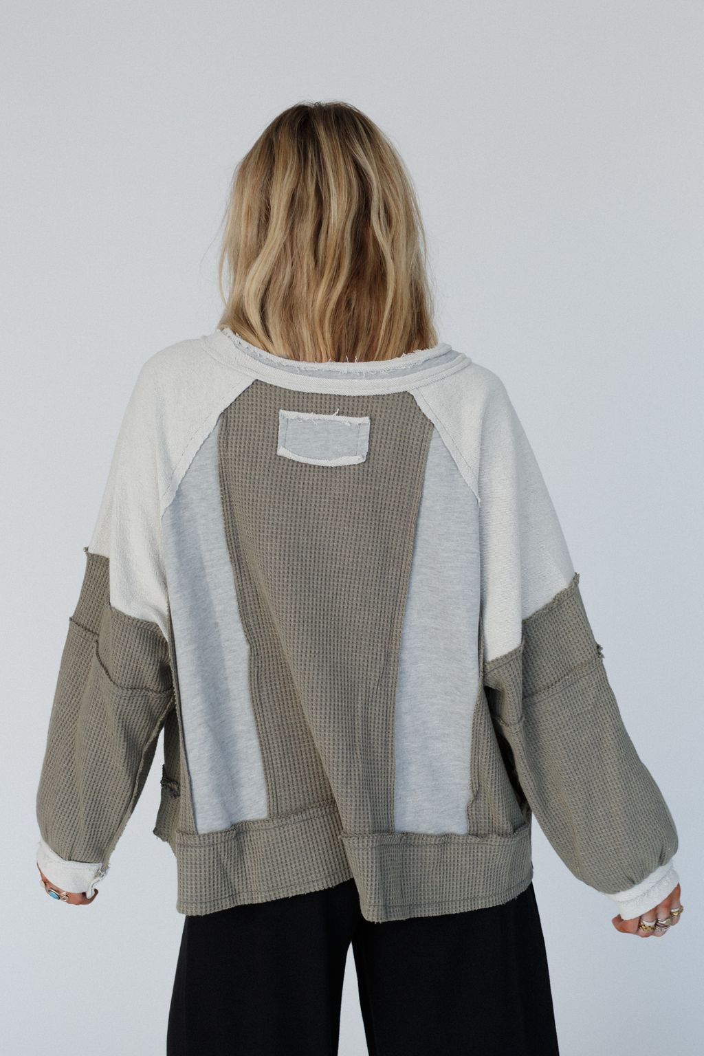 Ashley Color Block Top - Gray - Pre Order