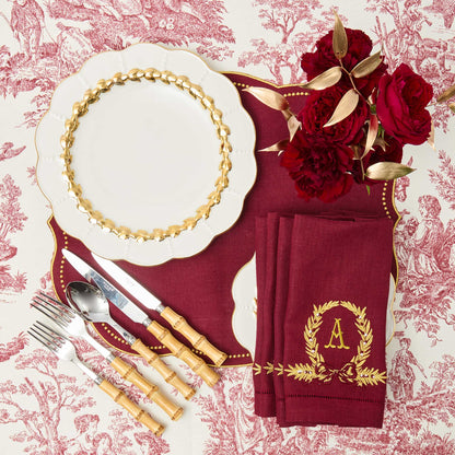 Burgundy & Gold Eloise Linen Placemats (Set of 4)