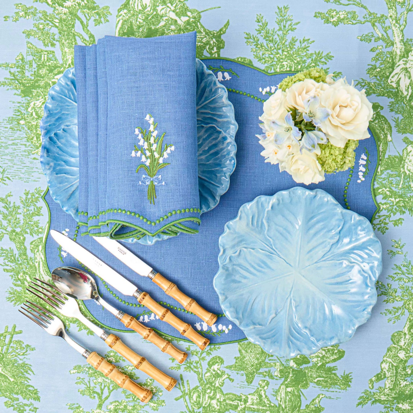 Blue Serena Cabbage Starter Plates (Set of 4)