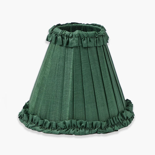 Forest Green Frilled Silk Lampshade (18cm)