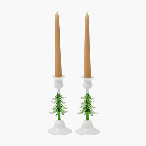 Christmas Tree Glass Candle Holder (Pair)